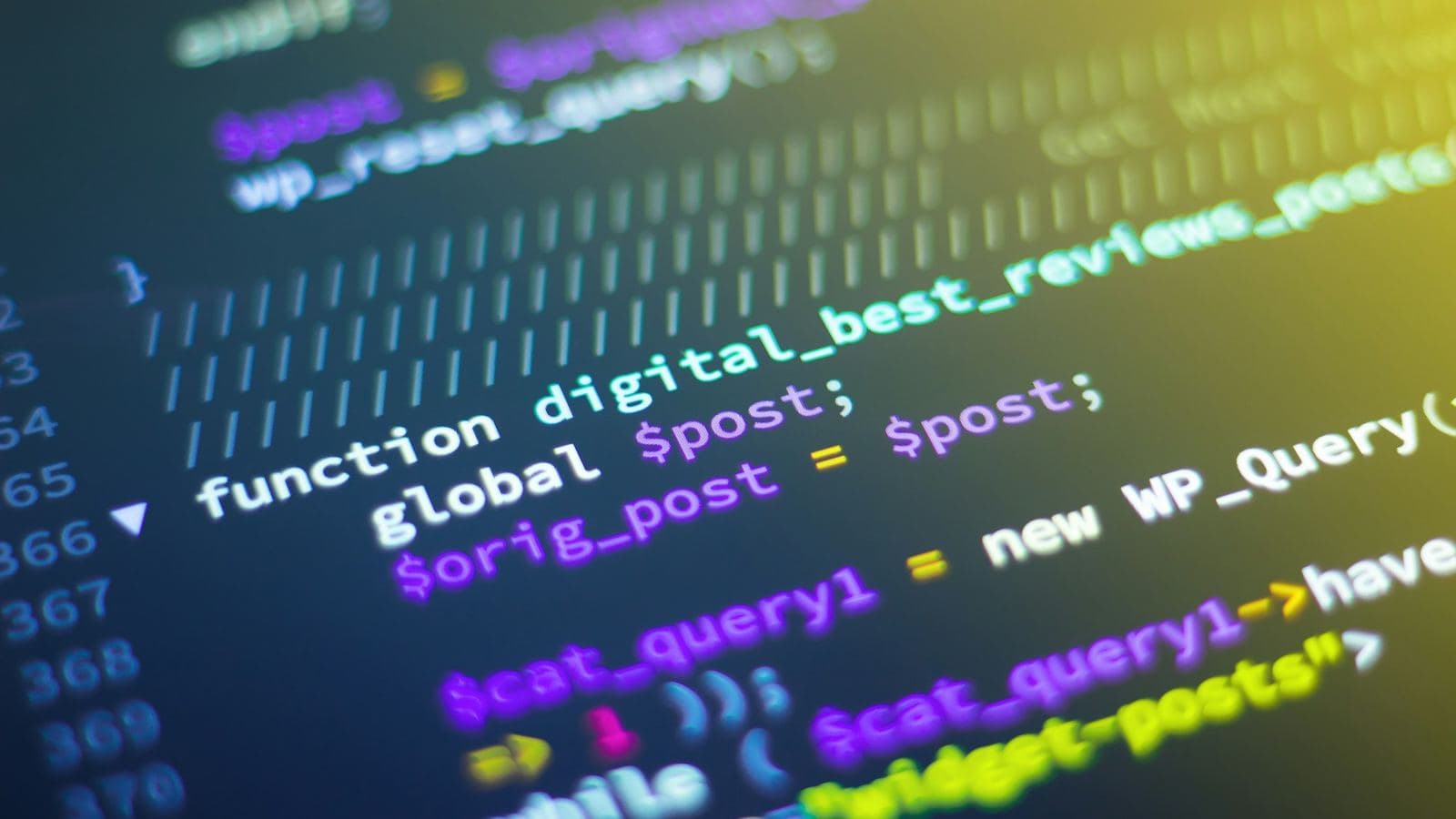 PHP code running a WordPress query — the underlying stack of core, theme, page builder and plugins is what you're actually buying